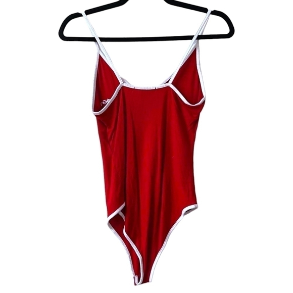 FOREVER 21 Red & White Ribbed "Baby Girl" Embroidered Body Suit Size M - Picture 4 of 5